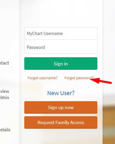 MyMercy Chart forgot the password